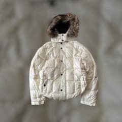 old uniqlo fur down jacket y2k 白系 XL - メルカリ