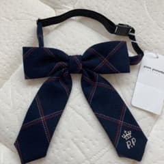 【お値下げしました】リボンタイ　ポンポネット  紺色　卒服　フォーマル　未使用品のサムネイル