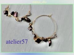 atelier57 PARIS アンティークパーツ ブラックムーン フープピアスのサムネイル