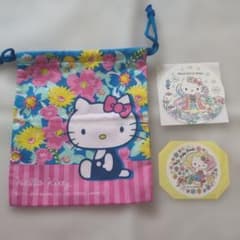 Hello Kitty Smile限定コースター、ステッカーとフコク生命巾着のサムネイル