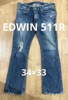 EDWIN 511R ダメージ加工 ブーツカットデニム　34×33のサムネイル