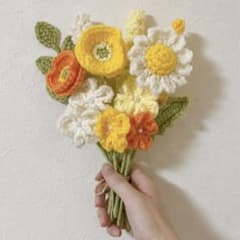枯れない花束￤ハンドメイド￤編み物￤ニットフラワー 韓国風インテリア￤かぎ針編みのサムネイル