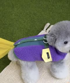 みきちん様専用 犬用 ボアベスト パープル グリーン ドッグウェア ペット服のサムネイル