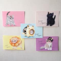 特別価格】ポストカード：大人気！猫キャラ5枚セット 直筆サイン