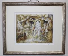 藤田嗣治 エスタンプリトグラフ「キリスト生誕」 250部限定 31/250