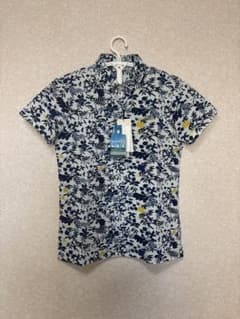新品 adidas 半袖 ポロシャツ 花柄 ネイビー ホワイト　Lサイズのサムネイル