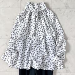 極美品♪セオリーリュクス 洗える ダルメシアン柄 ボウタイブラウス