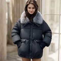 新品 未使用品 ファー付き襟 ブラック軽量ジャケット XXL - メルカリ