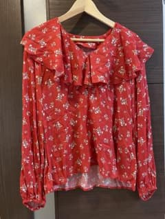 SLOBE IENA 花柄 フリル 長袖ブラウス レッド - メルカリ