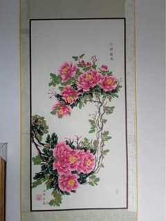 掛け軸 牡丹図 花鳥画 肉筆 - メルカリ