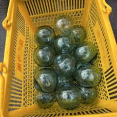 ガラス製 浮き玉 20個セット 直径9センチ程 漁師使用の本物ガラス玉