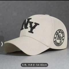 ベージュ NYロゴ刺繍キャップ 54-60cmのサムネイル