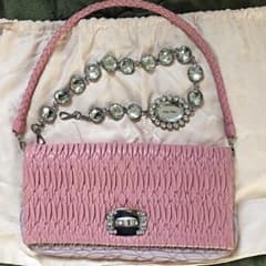 miumiu クリスタル　ナッパレザー　ショルダーバッグ　限定色　★最終値下のサムネイル