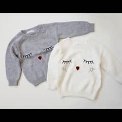 (９５) 刺繍 ニット コットンニット セーター まつげ おめめのサムネイル