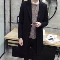 メンズ チェスターコート アウター ジャケット ロング丈 黒のサムネイル