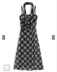 GRL タイ付きチェック柄シアーキャミソールワンピース[dk1720]のサムネイル