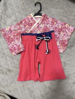袴ロンパース　80 ピンク　花柄のサムネイル