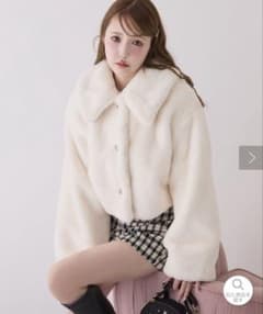 NICE CLAUP 衿つきエコファーショートコート - 3