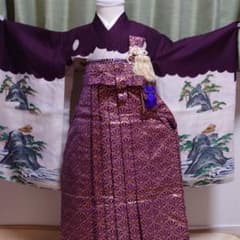 「専用」om10 正絹　古代紫に鷹　お宮参り七五三　男の子　ベビー　着物袴セットのサムネイル