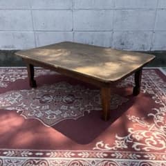 当時物アンティーク◾️木製無垢材 一枚板天板 ローテーブル