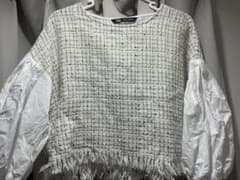 ZARA トップス ツイード ブラウス ボリュームスリーブのサムネイル