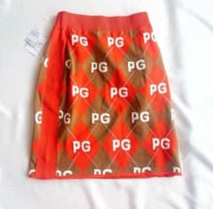 美品♡パーリーゲイツ♡ストライプ♡スカート♡オレンジ♡M 未使用新品♡パーリーゲイツ♡レディースゴルフニットスカート