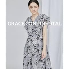 極美品◎グレースコンチネンタル ダイアグラム ラインプリントフリルワンピース 極美品◎グレースコンチネンタル ダイアグラム ラインプリントフリル