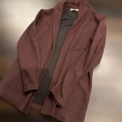 バーガンディ リブ編み カーディガン