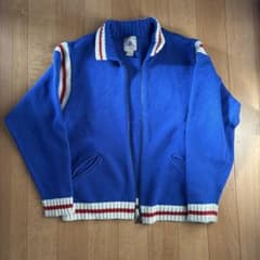 QUEST 青色 ジップアップ　セーター ニット　Mのサムネイル