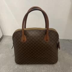 s.t865】CELINE マカダム柄 ハンドバッグ ブラウン | Mercari