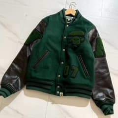 99個限定 VERY BAPE エイプ レザー スタジャン ワッペン グリーン緑 