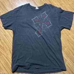 クロスプリント 半袖Tシャツ ブラック　Y2Kのサムネイル