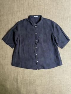 COS 半袖シャツ ダークグレー ドット柄