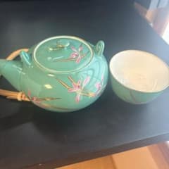 香蘭社 緑色花柄急須と茶碗セット - メルカリ