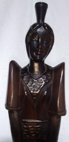 Philippine traditional costume female figure, ebony wood ornament, art piece.