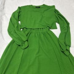 w closet ワッフル素材 ロングワンピース グリーンのサムネイル