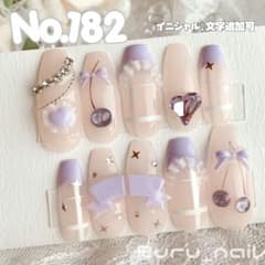現品セール】ネイルチップ♡パープル 紫 量産型地雷韓国ワンホン