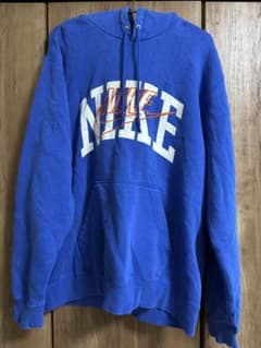 NIKE フロントロゴ プルオーバーパーカー ブルー　古着のサムネイル