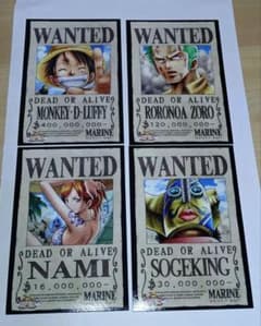 ONE PIECE WANTED手配書 4枚セットのサムネイル