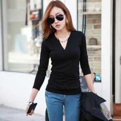 【注目!!】チュニック Tシャツ カットソー（ブラック）のサムネイル