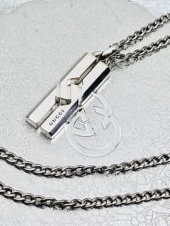 【トップのみ】GUCCI ネックレス トップ925＋社外喜平チェーン 男女兼用 超美品】GUCCI ペンダント トップ925＋社外喜平チェーン 男女兼用