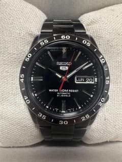 SEIKO 5 自動巻き 21石 ブラック メンズ腕時計 デイデイト 50M防水 
