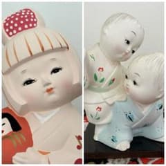 博多人形 2体セット（だるまを持つ女の子 / 遊ぶ子どもたち）置物のサムネイル