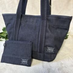 極美品 ポーターガール トートバッグ ライトブルー デニム ポーチ付