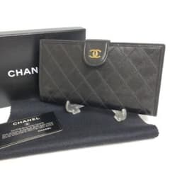 美品】☆8F139 シャネル ビコローレ 二つ折り財布 ココマーク ブラック