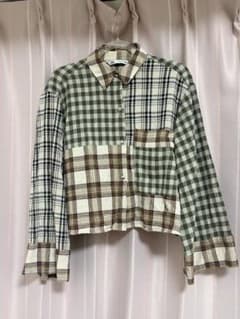 森ガール 長袖シャツ Zara パッチワーク チェックのサムネイル
