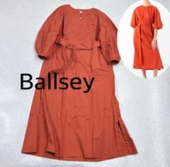 美品Ballsey ボールジィ ハイカウントサテン キーネック ワンピース 36