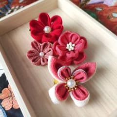 【花の舞】つまみ細工　髪飾り　卒業式 成人式 和装 かんざし 袴 振袖夏祭り浴衣のサムネイル
