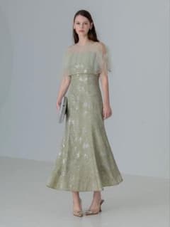 チュールフリルボレロペイントマーメイドワンピースドレス結婚式