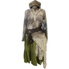 Y2K パワーネット レースアップ 柄 ロンT フェアリーグランジ